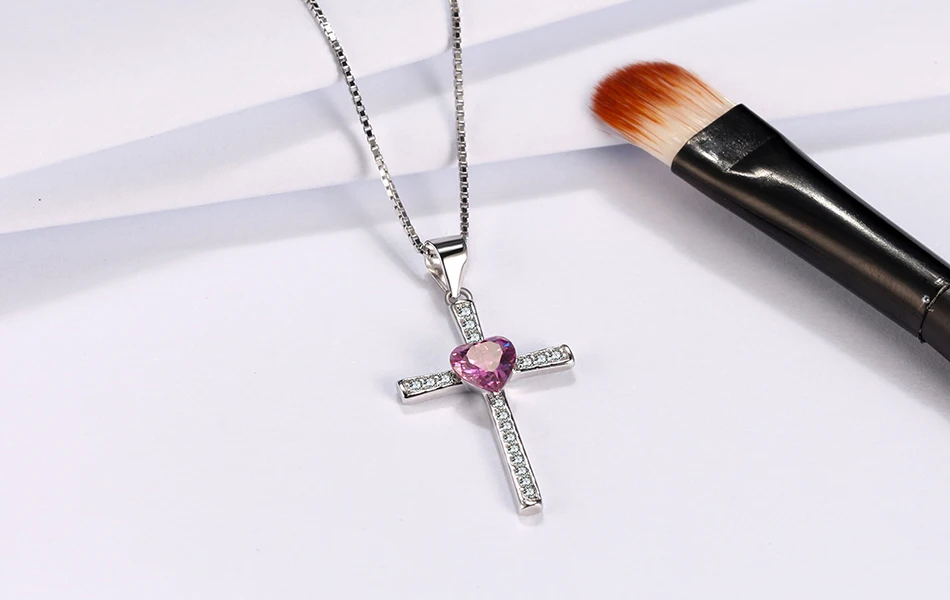 ORSA JEWELS, подлинное 925 пробы Серебряное сердце с подвеской в виде Креста для женщин, ожерелья AAA CZ, Модные женские ювелирные изделия ASN88