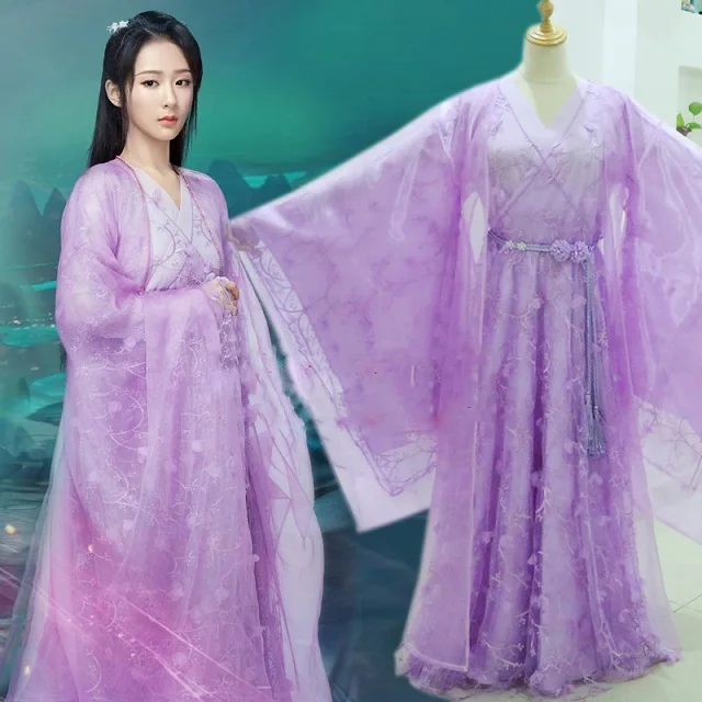 A purple 165cmH 5 дизайнов, костюм феи JinMi YangZi, новейшая телевизионная игра Xiang Mi Chen Jin Ru Shuang, Женский костюм феи Hanfu - Цвет: A purple 165cmH