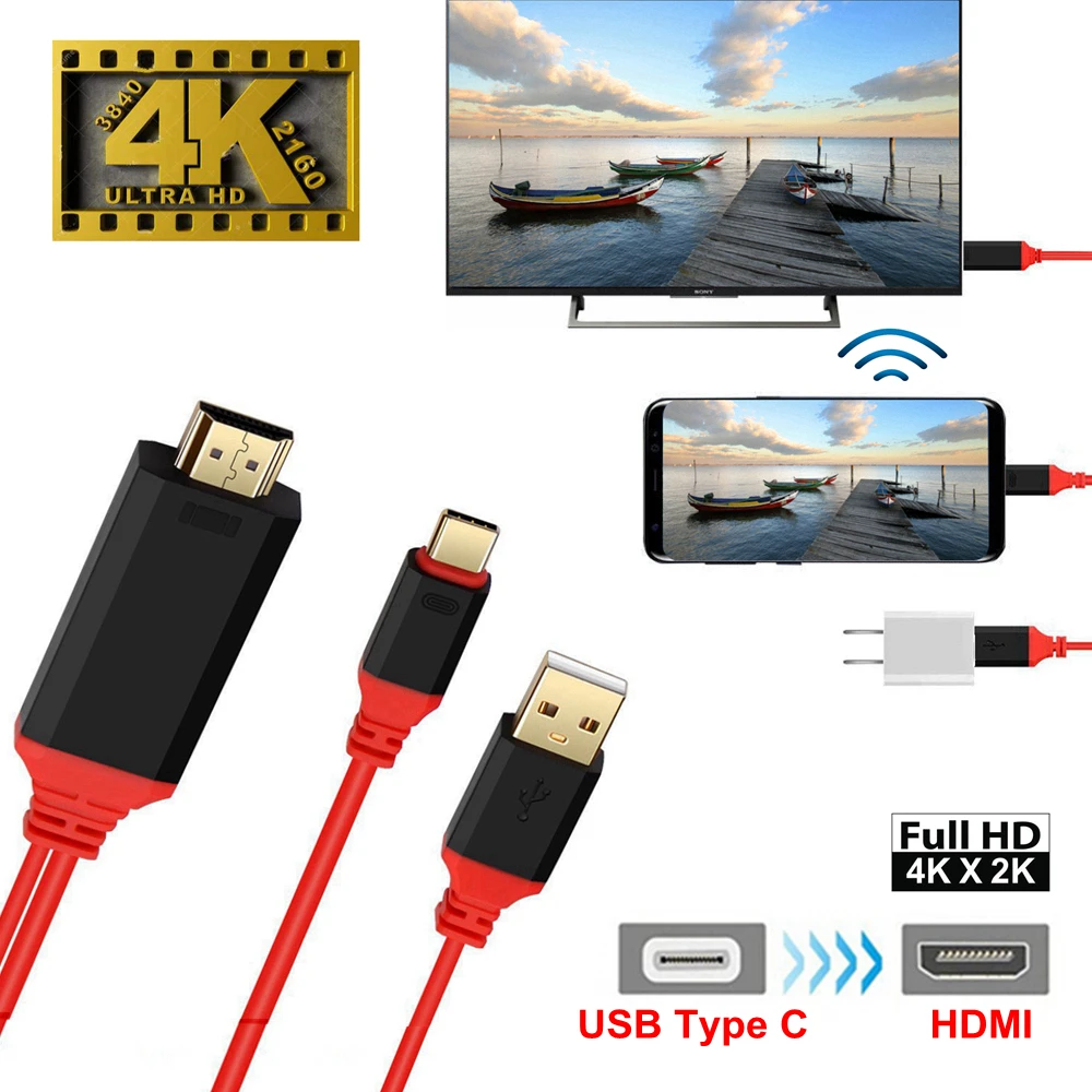 

USB 3.1 Type C to HDMI Adapter cable 4K 2K Cable Thunderbolt Ultra HD USB-C HDMI Converter UHD Type-C HDMI support charge