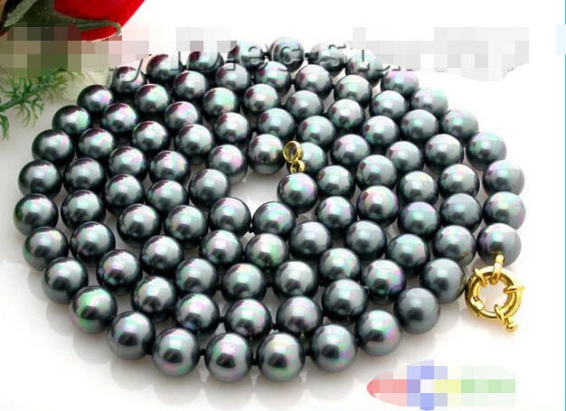 AA 30% скидка&gt @ p141 Flossy 48 &quotTahitian black 12 мм жемчужное ожерелье в виде ракушек из южного