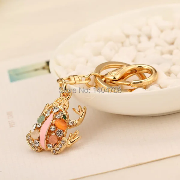 Fashion Frog Key chain Keyring Holder Gold-plated Rhinestone Keychains Girls Gift Free Shipping Wholesale Lots | Украшения и