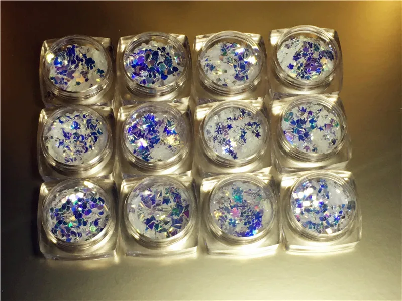 Бесплатная доставка 12 кристаллических форм Блестящий Алмазный светлый порошок