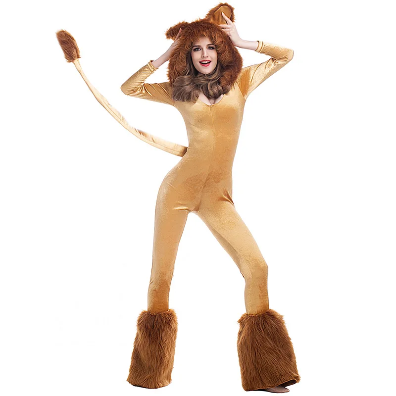 

Umorden Deluxe Lion Costume Jumpsuit with Tail Ear Women Adult Halloween Animal Cosplay Costumes