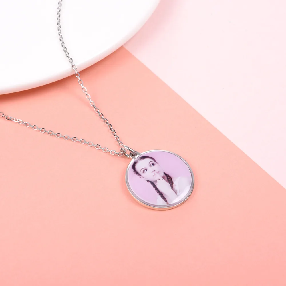 Kpop Personalized Custom Engraved Picture Pendant Necklace Anniversary Love Gifts 925 Sterling Silve Round Photo 6280B | Украшения и