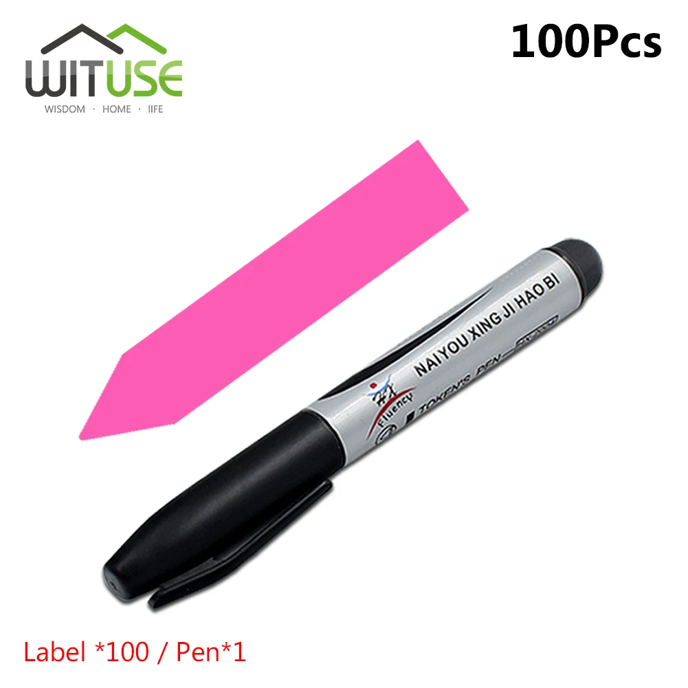 100pcs Pink 50/100/300 шт Пластик много цветов кол-тип детского сада растений метки цветочный горшок толстый маркер метки для растений садовые украшения - Цвет: 100pcs Pink