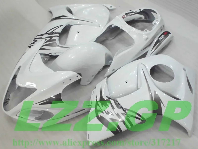 100% подходит инъекции черно белые обтекатели комплект для SUZUKI hayabsa GSXR1300 08 09 GSX R1300