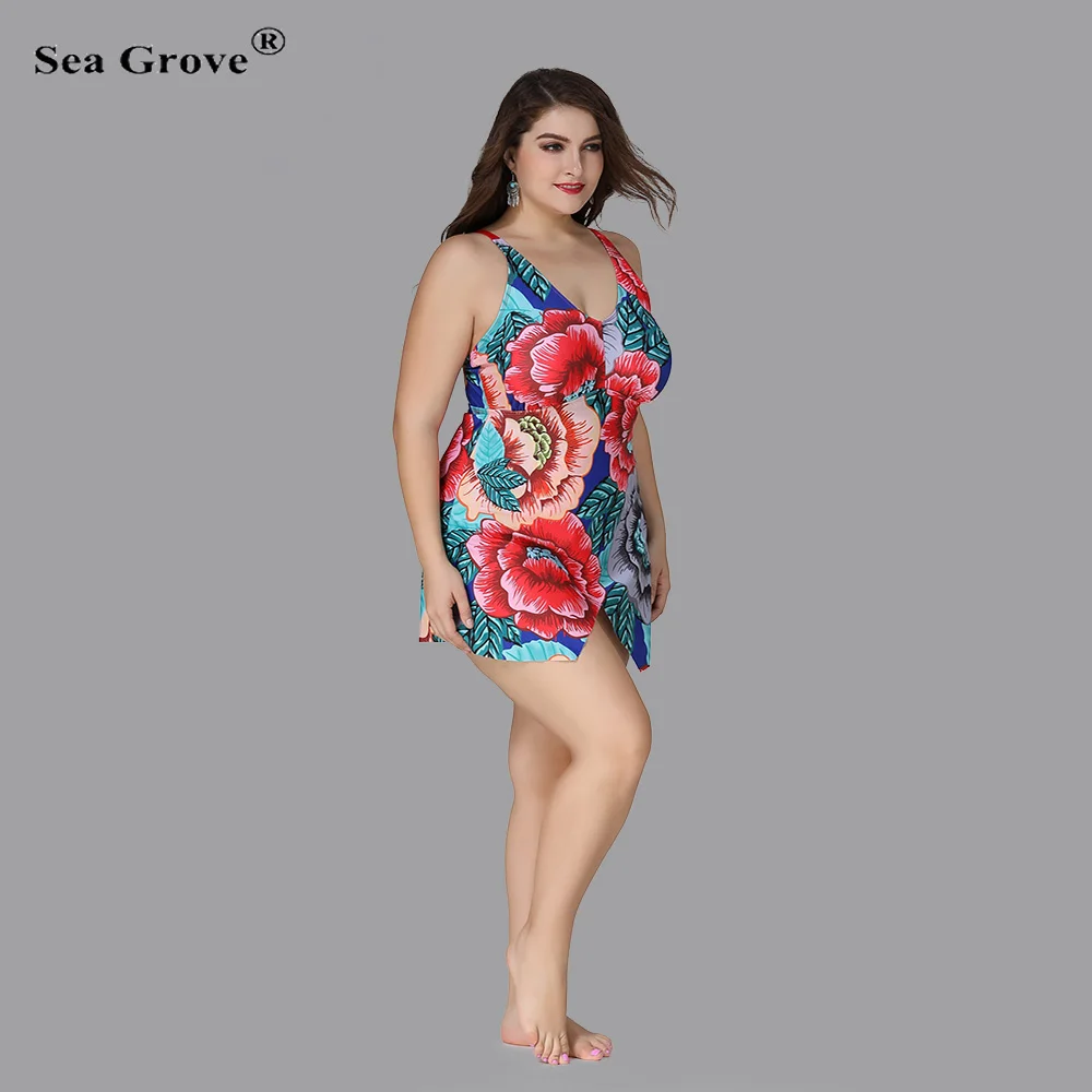 Женский купальник большого размера пуш ап с цветочным принтом сексуальное