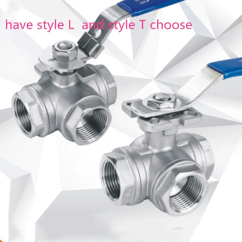 

Freeshipping 1pcs Female 3 Way T-type L-type 304 Stainless Steel Ball Valve