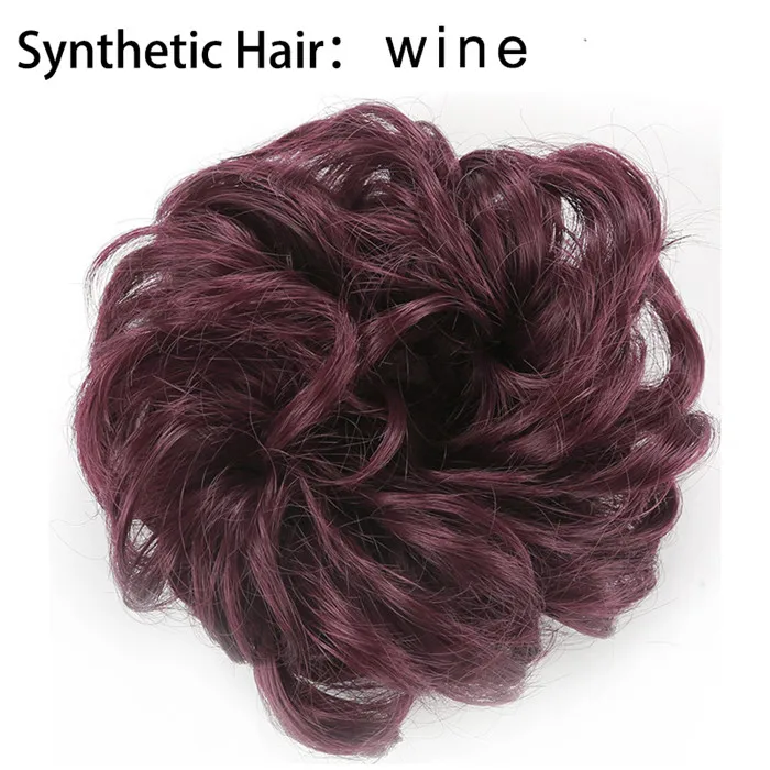 Грязные шиньоны для волос, резинки для волос, поддельный кудрявый пучок, эластичная лента, волнистые волосы, синтетические для женщин, накладные SARLA, H2 - Цвет: Wine