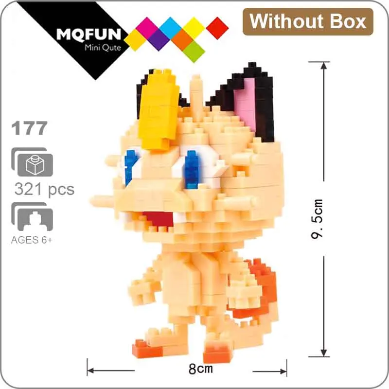 LNO 177 Without Box LNO мини блоки фигурки kawaii 3D Пикачу японский мультфильм Аниме пластиковые детали для конструктора игры DIY модели образовательных игрушек - Цвет: LNO 177 Without Box