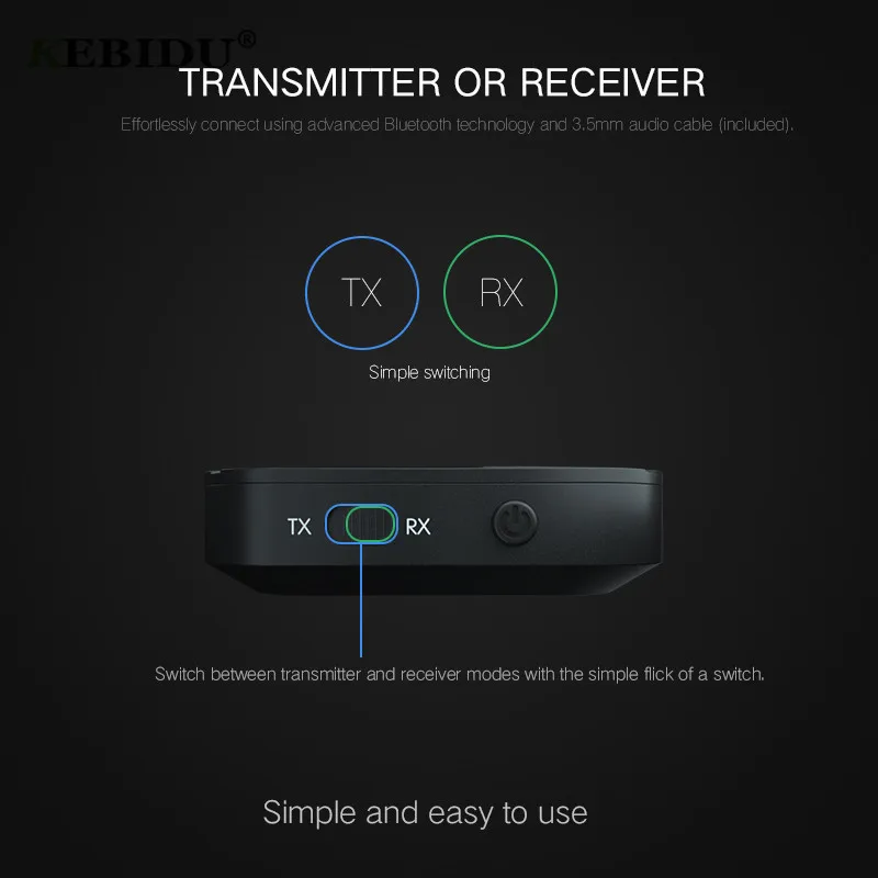 Kebidu 2 в 1 Bluetooth 4,2 5,0 приемник и передатчик Bluetooth беспроводной адаптер аудио с 3,5 мм AUX аудио для домашнего ТВ ПК