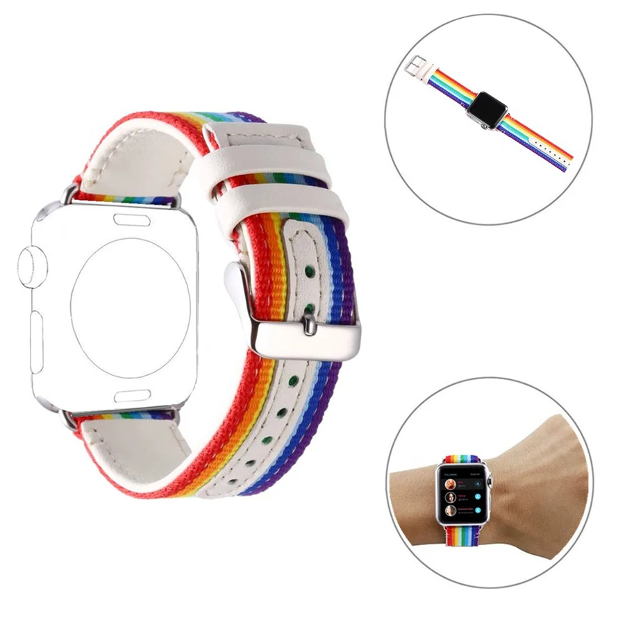 Ремешок нейлоновый Плетеный для apple watch 42 мм 38 кожаный спортивный браслет iWatch Series