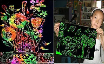 2017 New Arrive 10 Sheets 16K Colorful Scratch Art Paper Magic Painting Plus Drawing Stick | Игрушки и хобби
