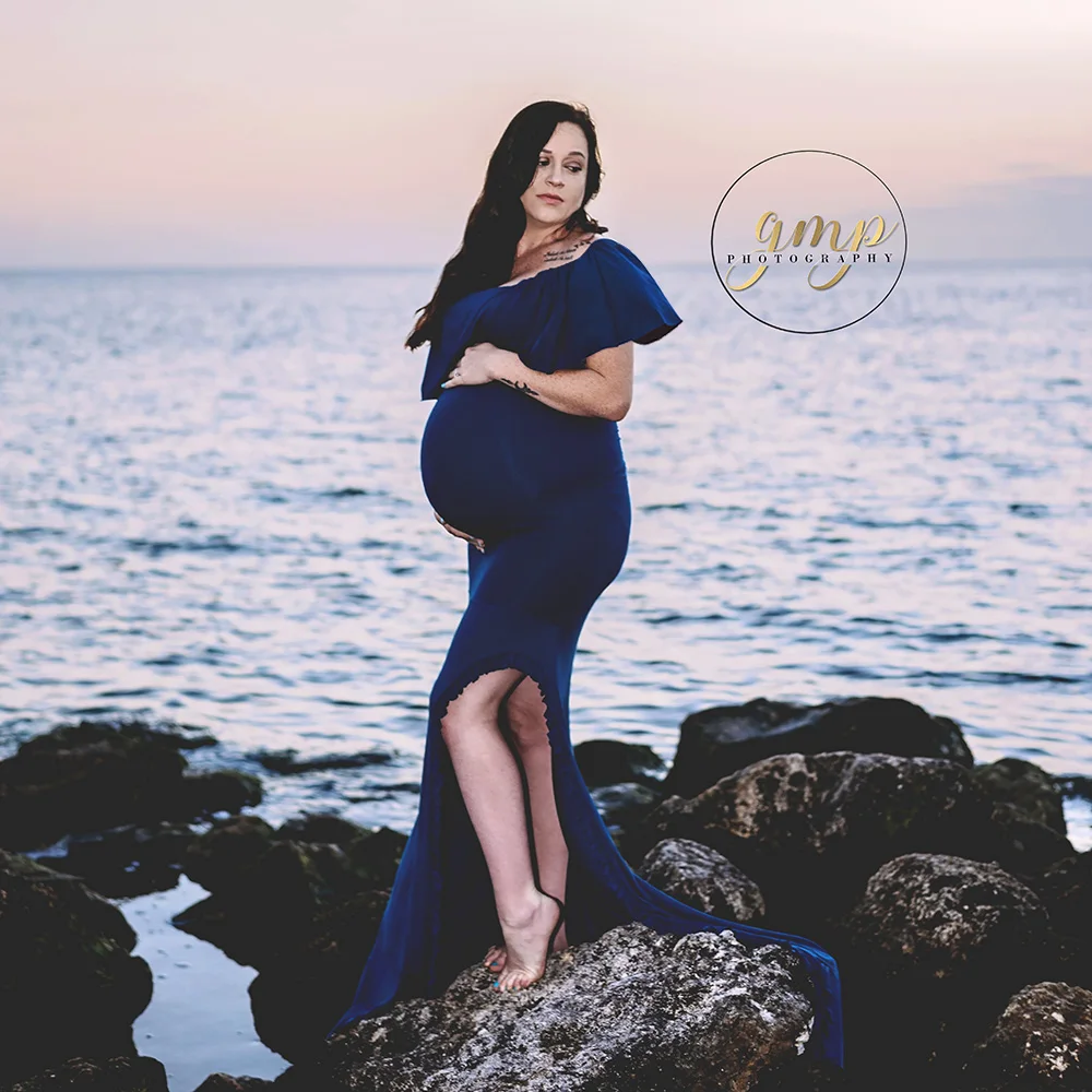 Новое хлопковое платье для беременных с оборками разрезом на талии длинное