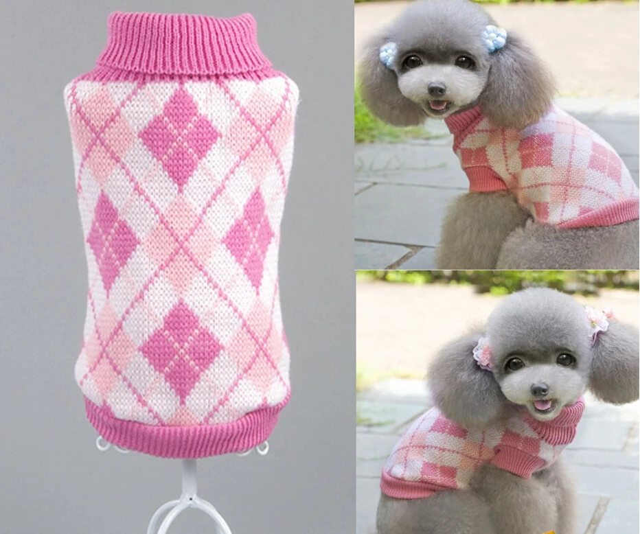 Джемпер в форме алмаза трикотажное пальто для маленьких щенков домашних