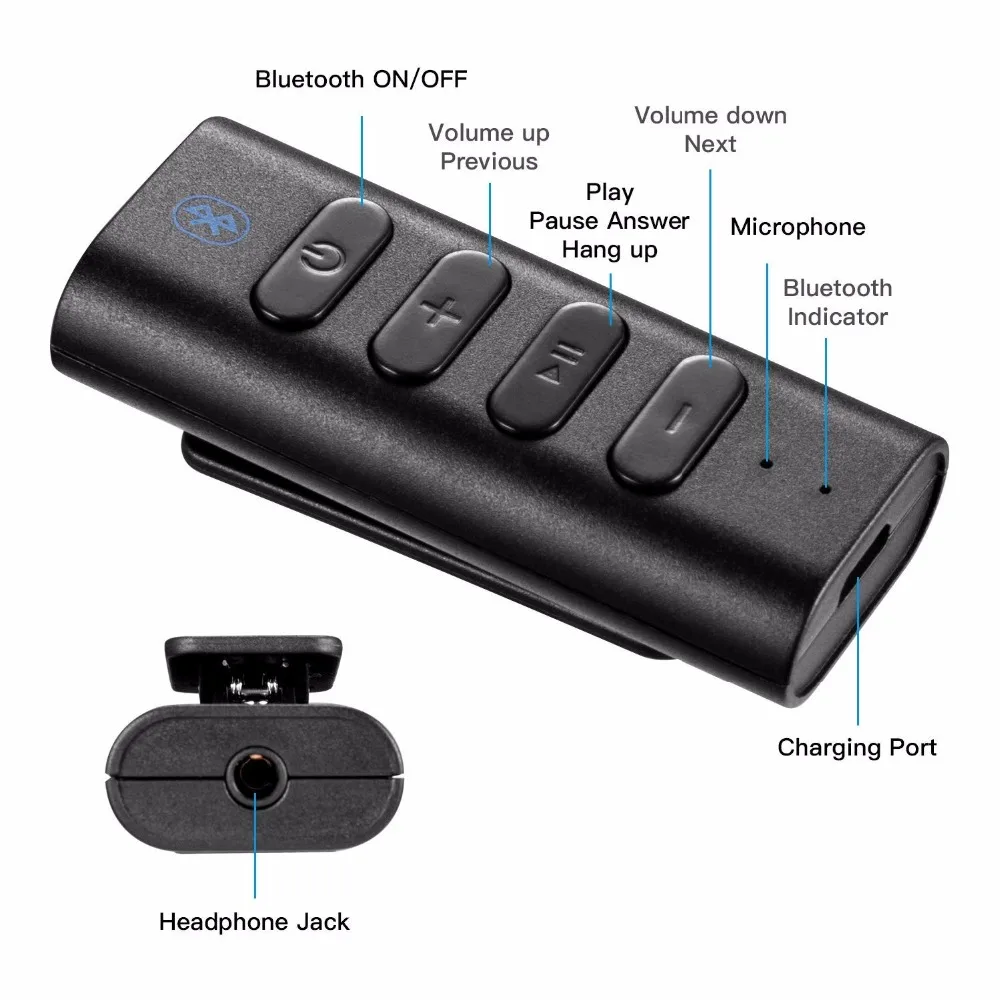 Bluetooth-адаптер для наушников 3 5 мм беспроводной аудиоприемник адаптер с зажимом