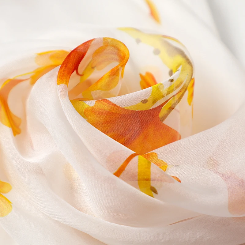 Шарф 100% шелковый шарф женские зимние длинные Цветок Большой Мода платки и