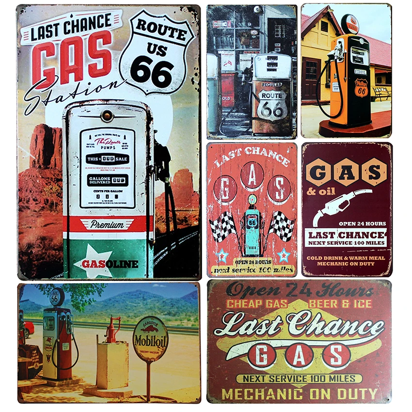 АЗС US Route 66 винтажный домашний декор Оловянная вывеска 8 &quotx 12&quot металлическая