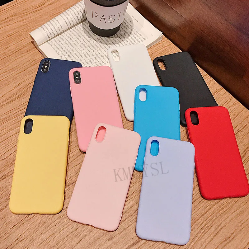 Цветной силиконовый защитный чехол для iphone XR X XS Max 6 6S 7 8 Plus 5 5S SE милый мягкий простой модный чехол для телефона