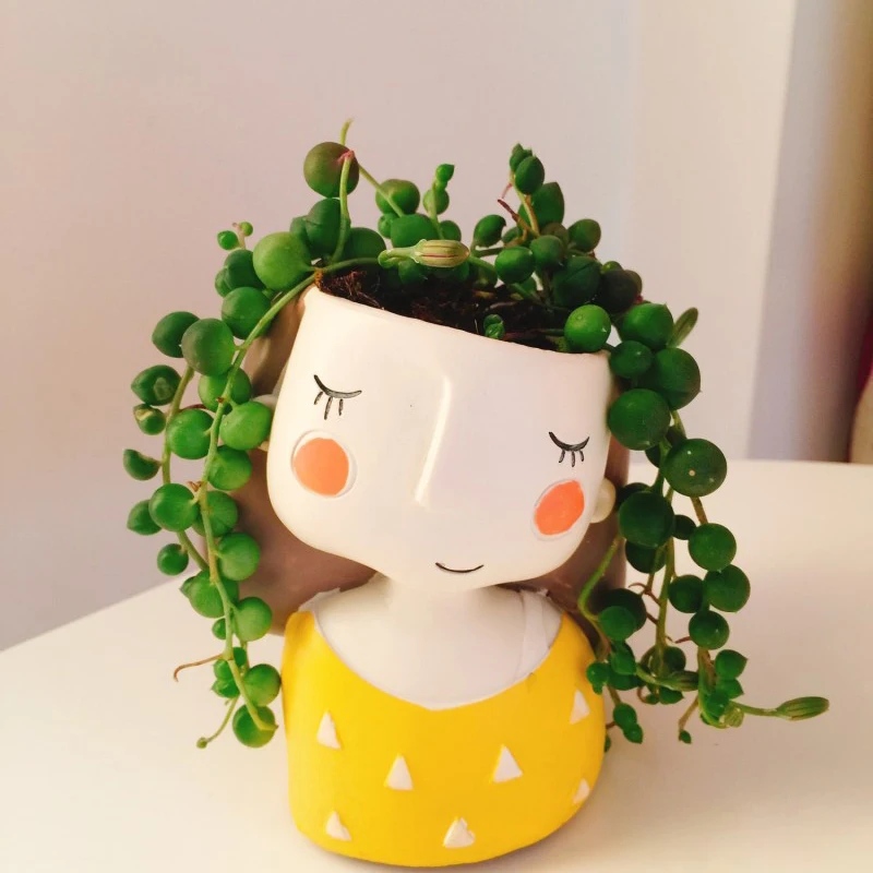 Creative Cute Girl Resin Flower Pots Decorative Mini Succulent Plant Pot Lovely Bonsai Vases Home Garden Decoration | Дом и сад