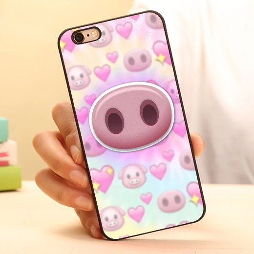 Смешно маленькая свинья Emoji жесткий черный пластиковый кожи мобильного телефона