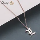 Ожерелье QIMING из нержавеющей стали для женщин, корейский стиль, винтажное ожерелье с подвеской, буква A-Z, 26 букв, старый английский стиль, для девушек
