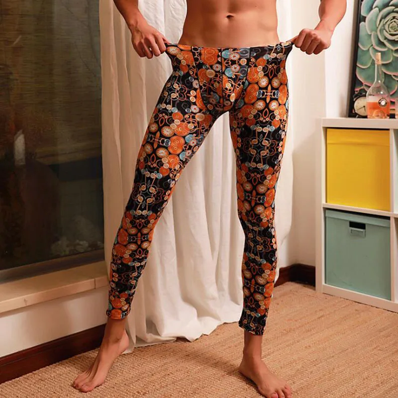 Мужское термобелье облегающие термобрюки с принтом нижние брюки леггинсы