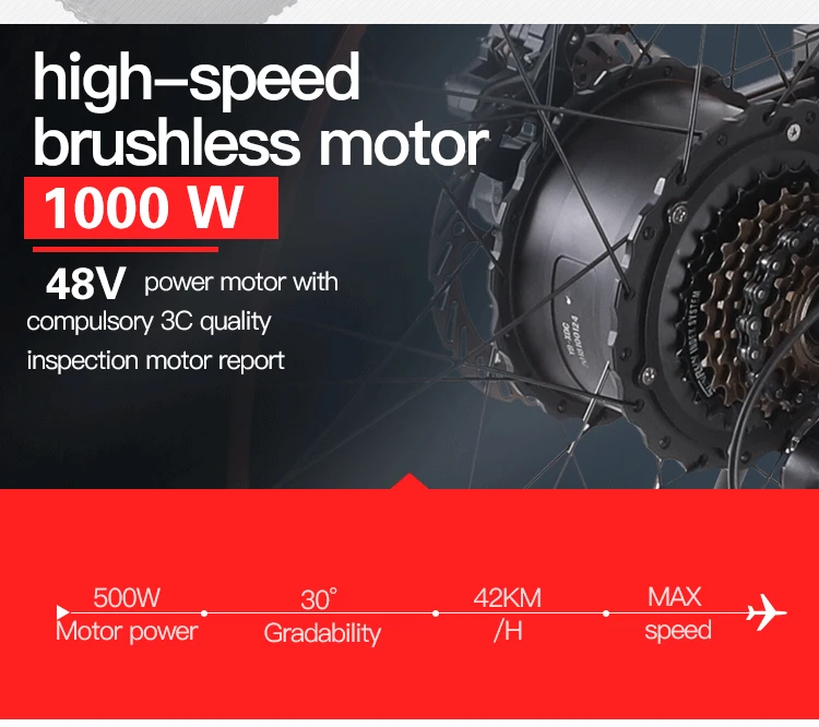 K& J 1000 Вт Ebike электрический ATV черный 26 дюймов масляный тормоз снегоход горный велосипед алюминиевый складной велосипед