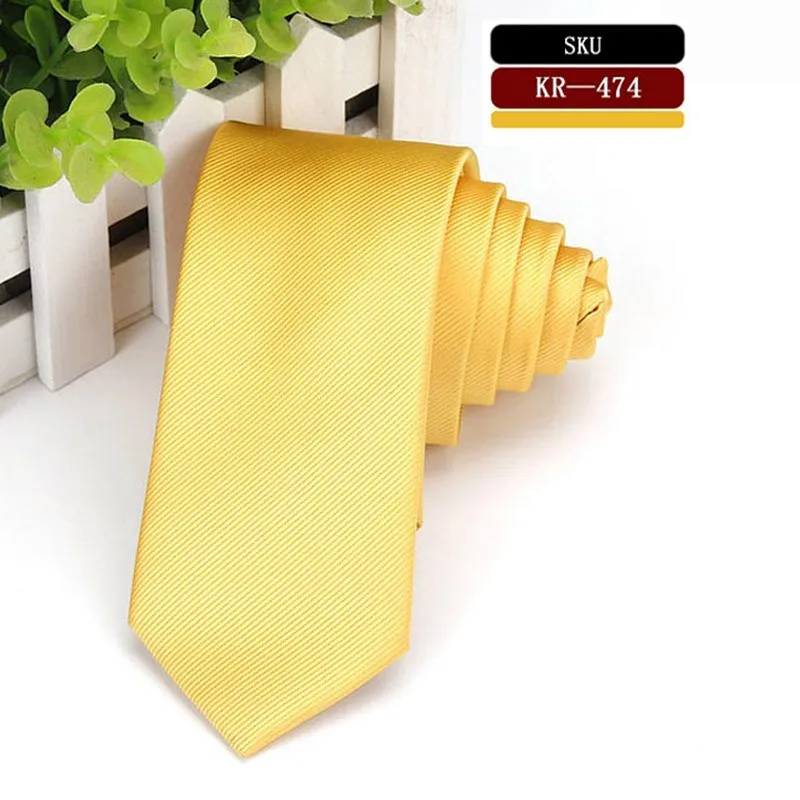 KR456-477, 6 см, брендовые, полиэфирные, шелковые галстуки, мужские, тонкие, обтягивающие, узкие, костюмы, галстук, однотонный, желтый, красный, темно-синий, фиолетовый, вечерние галстуки