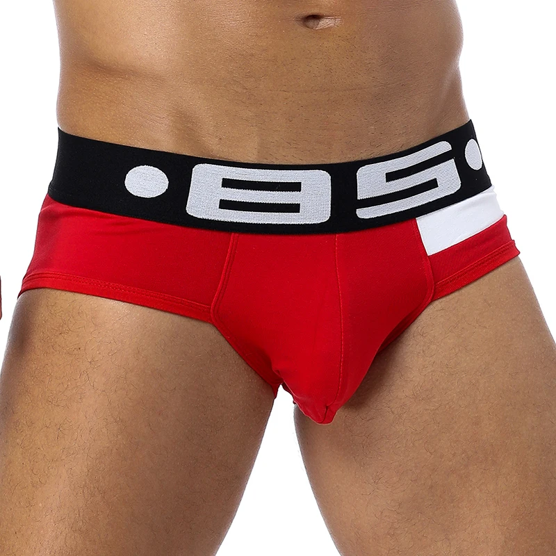 Мужские трусы брифы с низкой посадкой BS черные дышащие из хлопка карманами