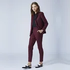 Женский облегающий деловой костюм из 2 предметов бордового и красного цвета, элегантный комплект из брюк и штанов на заказ
