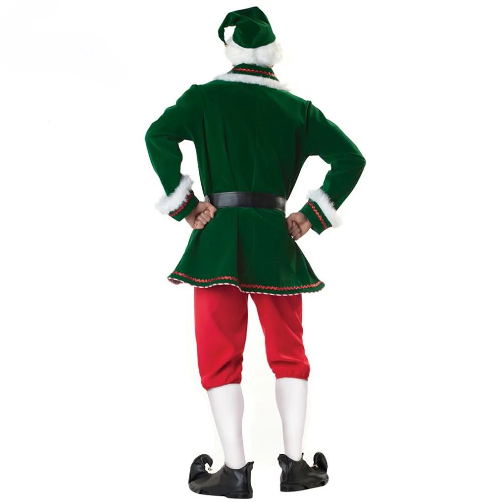 Мужской Рождественский костюм для взрослых зеленый эльф униформа косплея