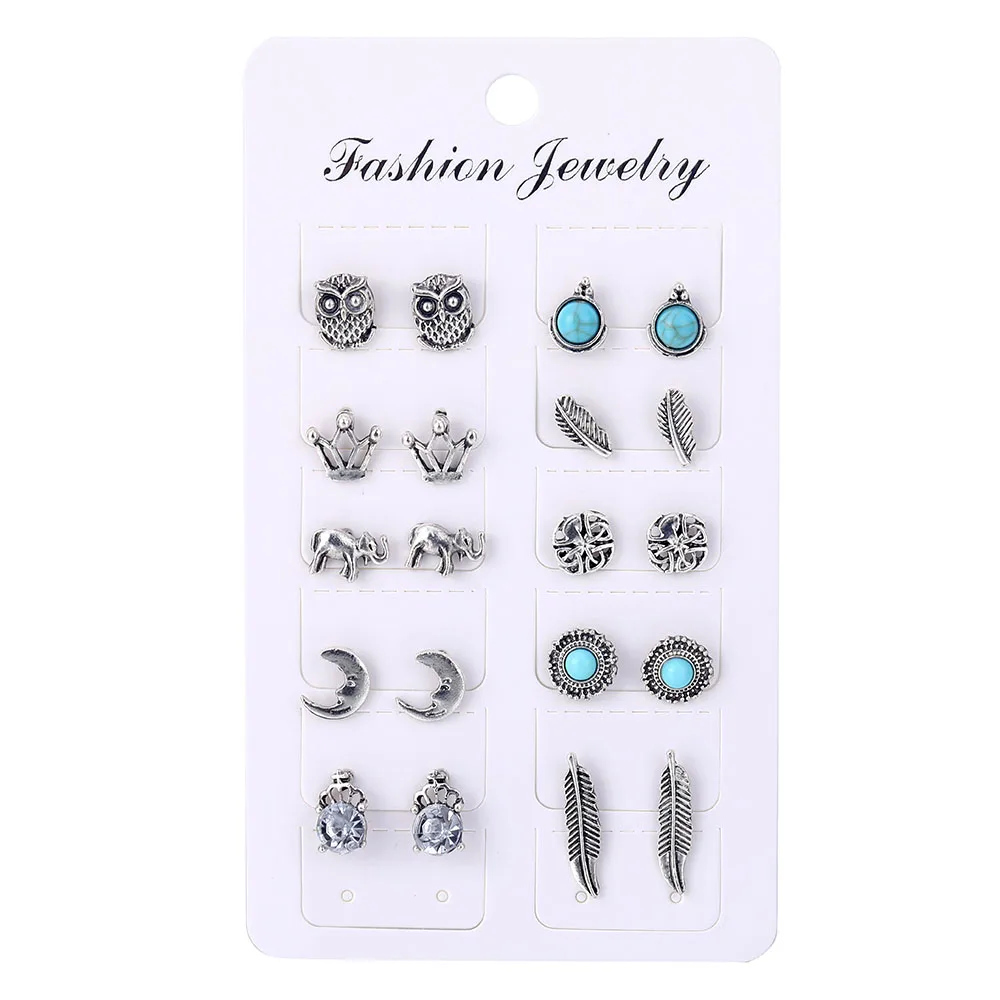 Набор винтажных серег гвоздиков для женщин разнообразные богемные украшения из