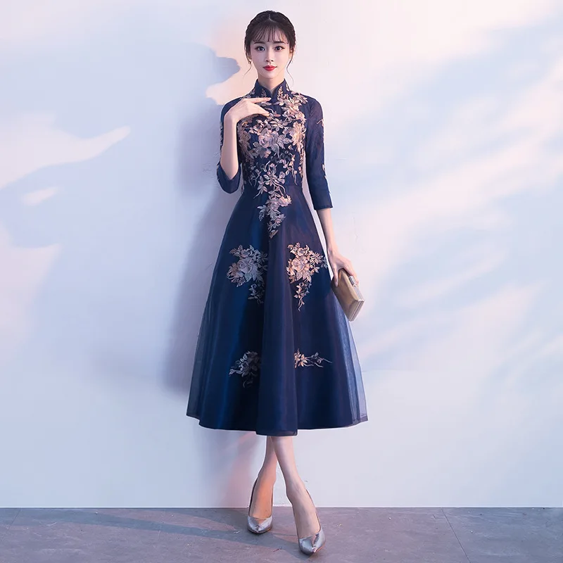 Сексуальное платье в китайском стиле, женское тонкое, вечерние, длинное, Cheongsam, свадебное платье, роскошное, свадебное, Qipao, модная одежда, Vestido