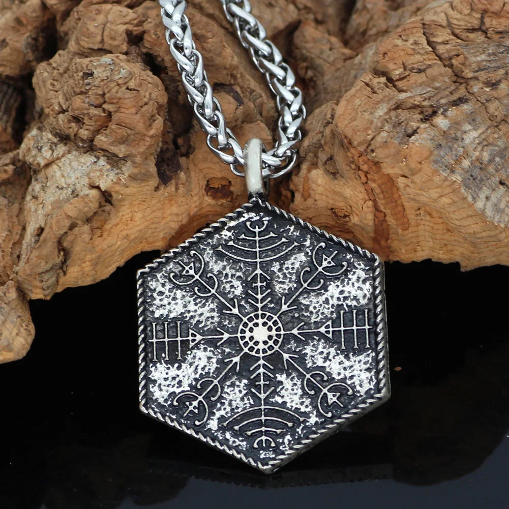 Руля трепет амулет норвежский викинг символ Одина Кулон Колье с valknut камень