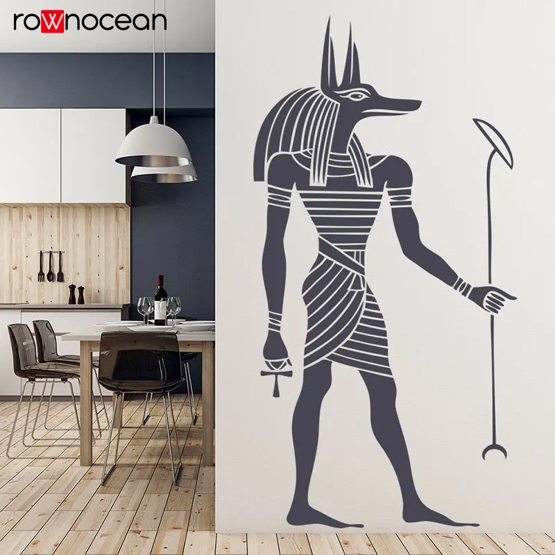 

Egyptian Anubis Wall Sticker Ancient Egypt Style Wallpaper Home Living Room Decoration Removable Anubis Wall Art Decals 3353