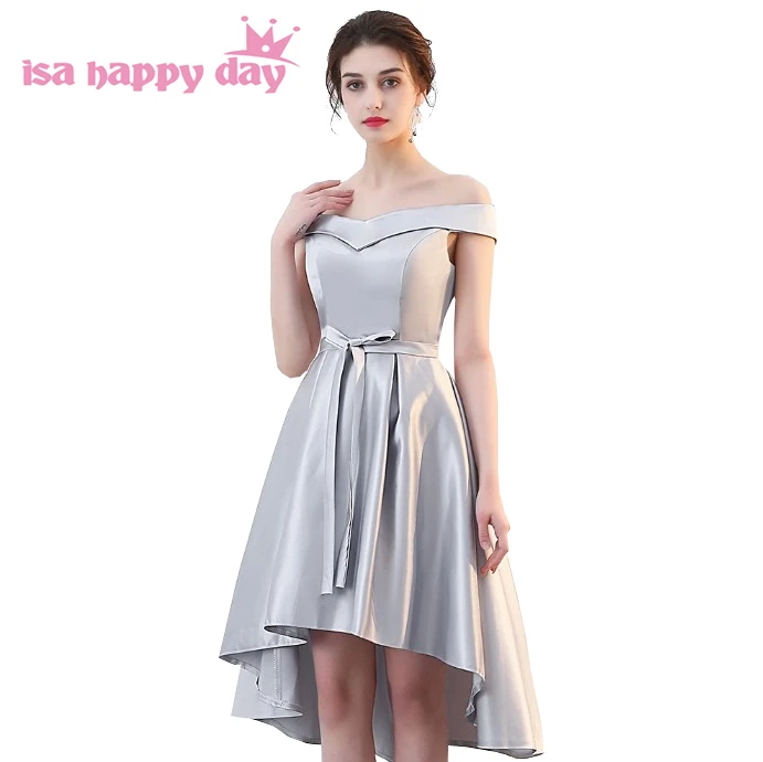 Robe femme soiree/серые Асимметричные бальные платья и с высоким низом для подростков