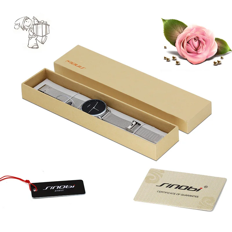 Часы наручные SINOBI Мужские кварцевые модные простые черные повседневные Geneva из