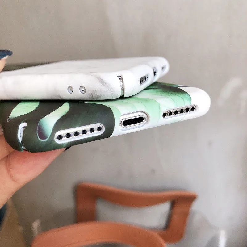 Модные тропические чехлы с зелеными листьями для iphone 7 пластиковые прозрачные