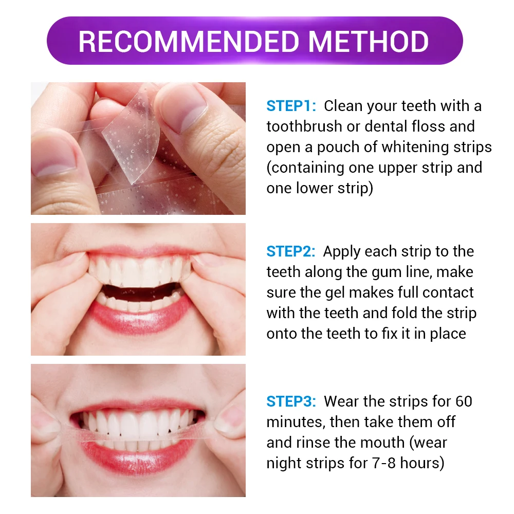 

LANBENA Teeth Whitening Strips For Night Oral Hygiene Teeth Veneers White Strips Removes Plaque Stains Easy Carry 7 Pairs / Box