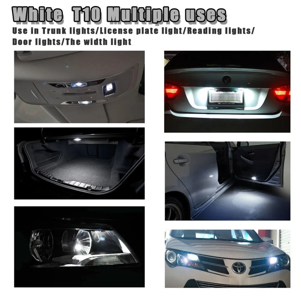 

Safego 1x T10 W5W 54 SMD 3014 LED 194 168 for Car Interior Side Marker Tail Backup Reversing Light Bulbs Lamp 12V 6000K
