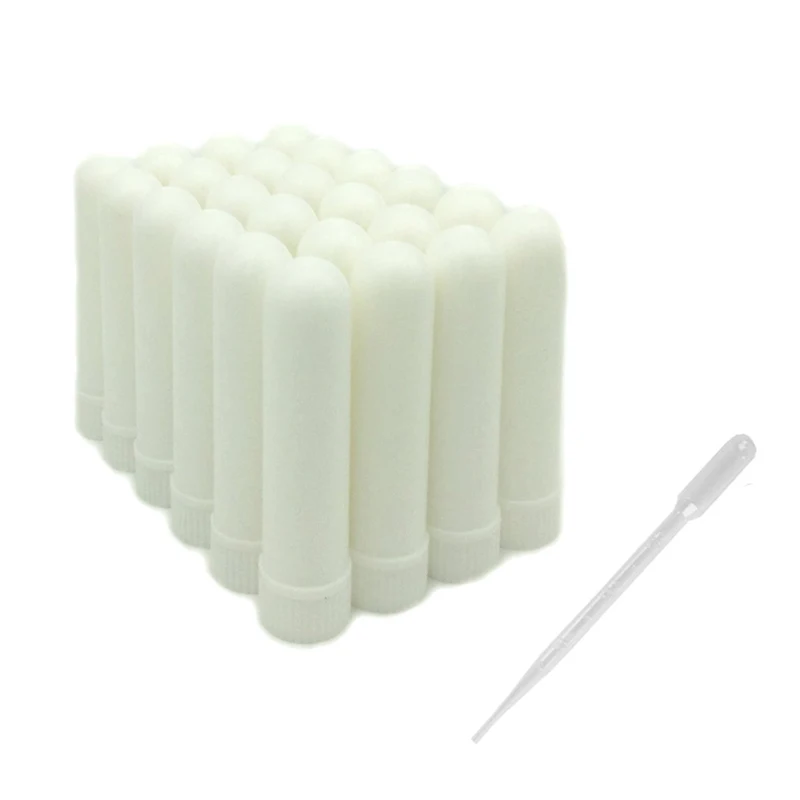 500Pcs Essential Oil Aromatherapy Blank Nasal Inhaler Tubes With Cotton Core White