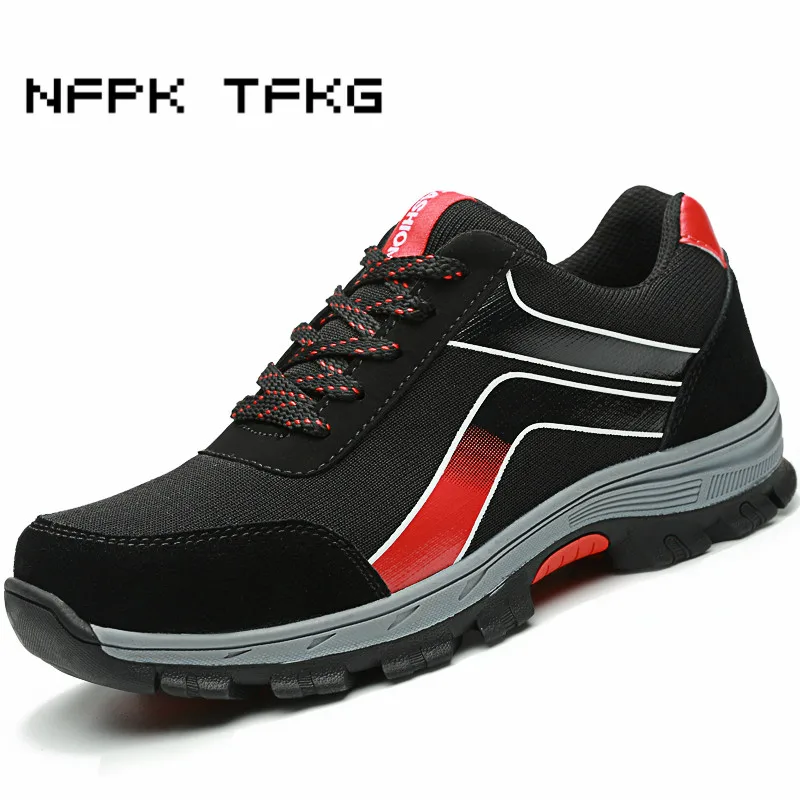 

new arrival men's casual breathable steel toe covers working safety shoes large size sneakers anti-pierce building worker boots