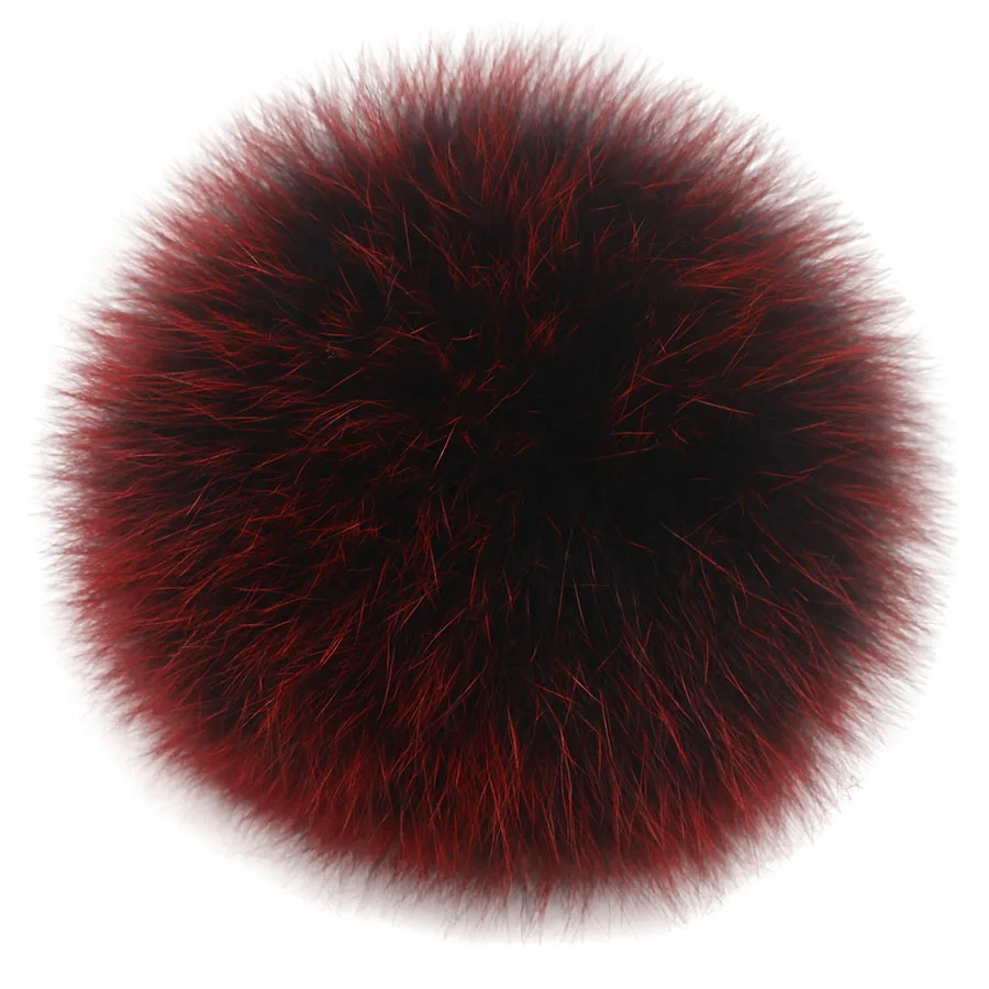 black with red fox DIY 13 см 15 см натуральный мех енота помпон для вязаного шарфа Осень Зима Шарфы из натурального меха лисы помпон для шапки шарфы и обертывания - Цвет: black with red fox