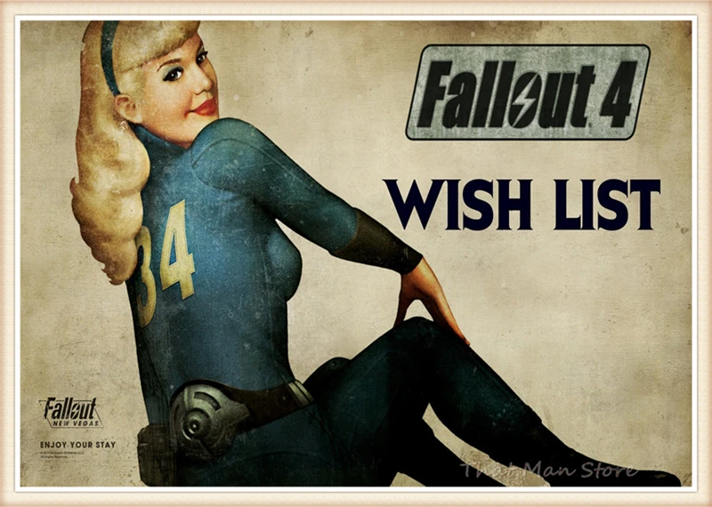 Fallout 3 4 игры белый картон плакат домашний интерьер украшения рисунок core наклейки на стену 42*30 см