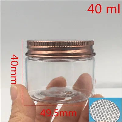 50 шт./партия прозрачная пластиковая маленькая банка крем контейнер для специй банка Запчасти для хранения бронзовая Обложка 47 мм открывающаяся бутылка
