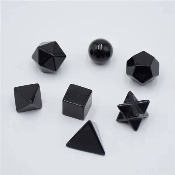 black onyx set Натуральный 7 шт белый розовый Quartzs Меркаба звезда камень излечиваюший чакры Кристалл Plantonic Твердые тела набор циркулей украшения дома - Окраска металла: black onyx set