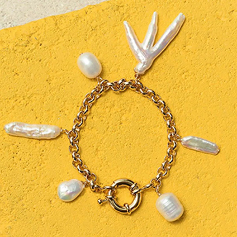 Набор из ожерелья и браслета с пресноводным жемчугом новинка 2019 модная