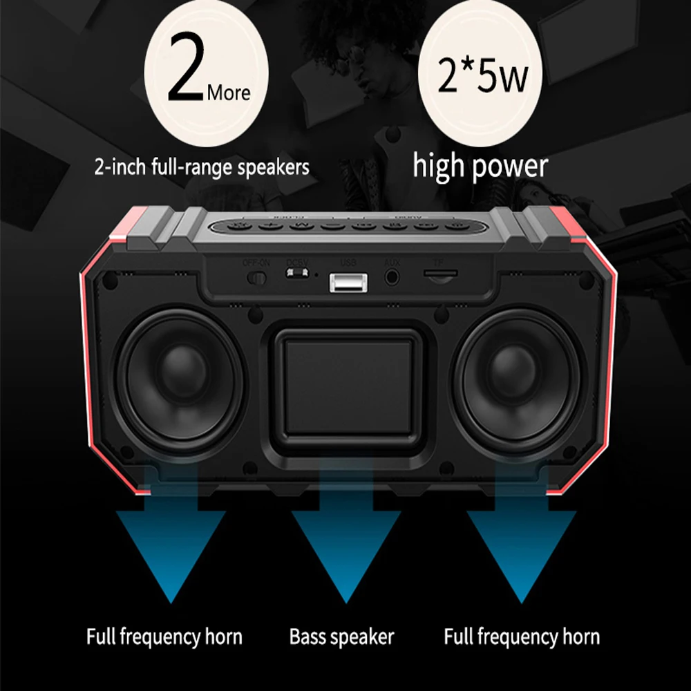 DG1000 беспроводной Bluetooth динамик светодиодный жидкокристаллический дисплей будильник с динамиком 2400 mahwith Mic Громкий динамик для IOS Android