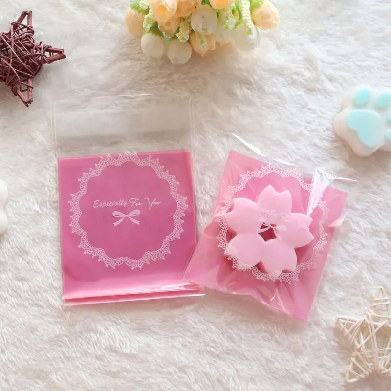100 pcs Bud silk wreath adhesive bag cookies diy Gift Bags for Christmas birthday Party Candy Food&Handmade soap Packaging bags